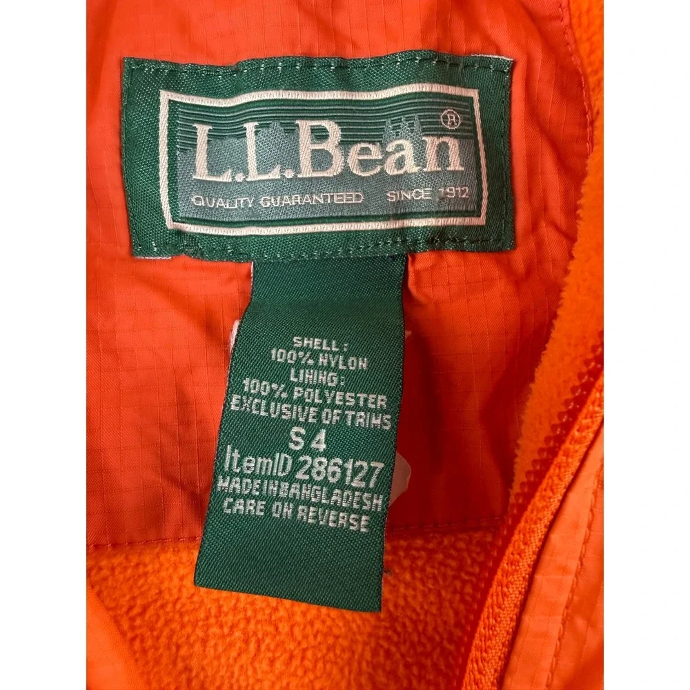 LL Bean Sz 4 Windbreaker Jacket Outdoor Gorpcore Nylon Fleece Lined Reflective